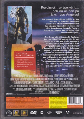 DVD / Rovdjuret 2 / Danny Glover, Gary Busey,, Robert Davi / Nyskick