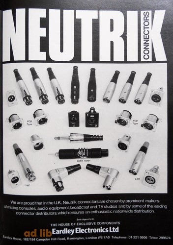 NEUTRIK CONNECTORS, REKLAMANNONS AD 1982