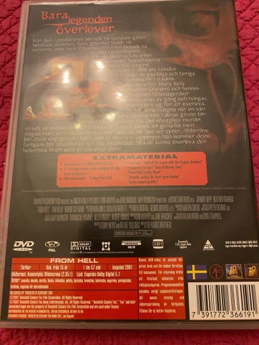 From Hell DVD, 2001. Johnny Depp