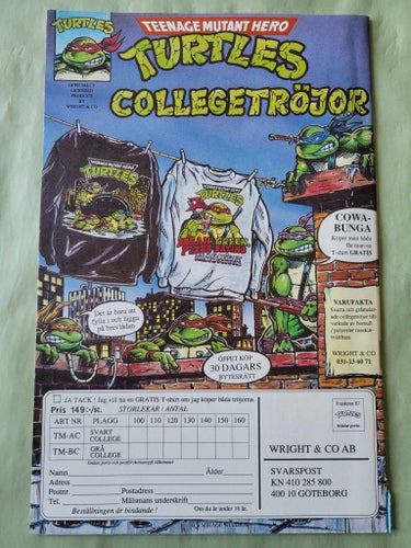Teenage mutant hero turtles nr 6 från 1991