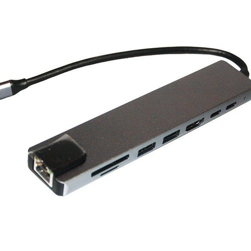 USB-C Hub 7-i-1 med HDMI, USB 3.0, RJ45, SD/TF-kortläsare och USB-C PD