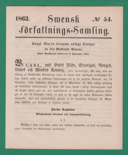 SFS 1863-54 Stadgar för Musikaliska Akademien