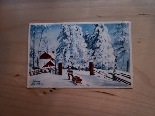 Mindre julkort Jenny Nyström stämplat 1960 tal