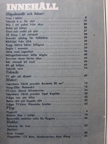 Teknikens Värld nr 9 1957: Roulette 50 cc, test av Opel Kapitän