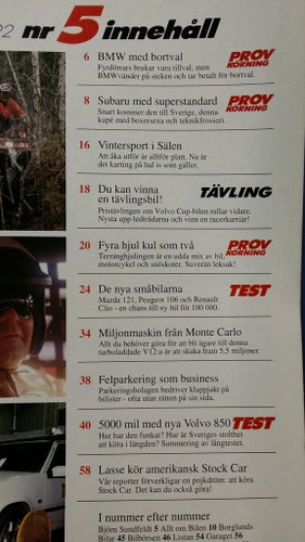 Teknikens Värld nr 5 1992: BMW 325i Coupé E36, Subaru SVX, Peugeot 106