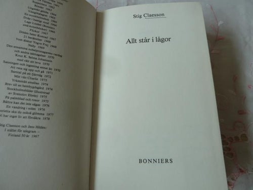 ALLT STÅR I LÅGOR, S. CLAESSON, 1979,  BÖCKER