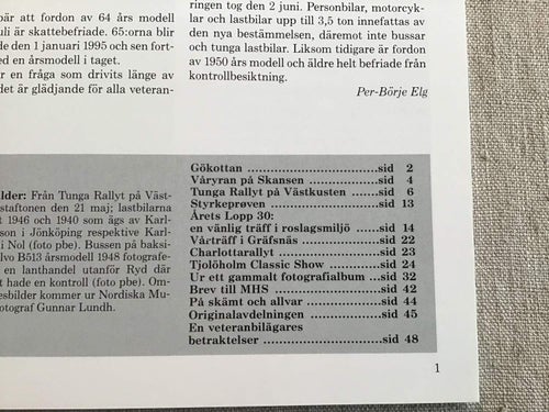 MOTORHISTORISKT MAGASIN NR 4 1994 GRÄFSNÄS,TJOLÖHOLM,GAMLA BILDER BUSSAR