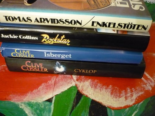 BOK, 4 STYCKEN BÖCKER, JACKIE COLLINS, CLIVE CUSSLER, TOMAS ARVIDSSON