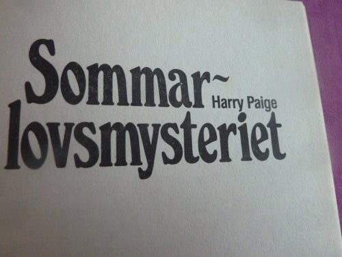 SOMMARLOVSMYSTERIET, H.PAIGE, 1987, BOK, BÖCKER