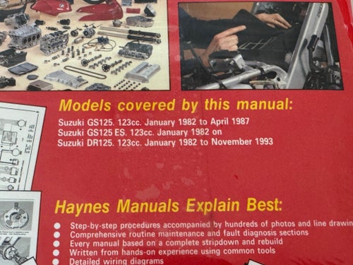 SUZUKI GS & DR125 Singles Owners Workshop Manual av Haynes, 1982