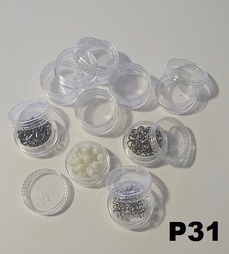 (P31) 10-pack Akryburkar med lock 2,8 cm x 1,4 cm