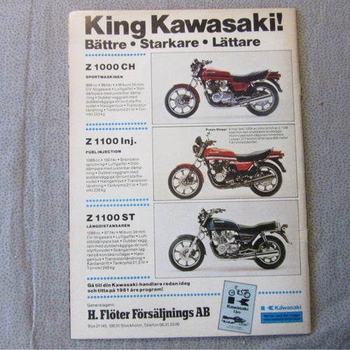 Kawasaki Z1000 Z1100 1981  Reklam annons