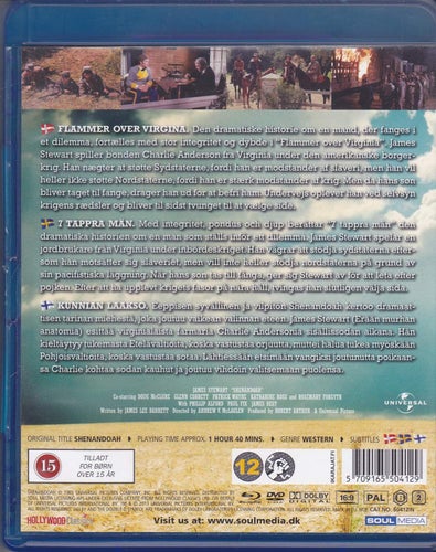 BluRay + DVD / Shenandoah / James Stewart, Glenn Corbett / Nära nyskick