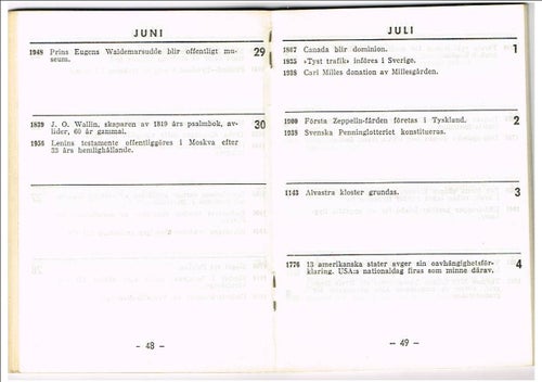ALLA TIDERS KALENDER Historiskt "Värt att veta" - Sävsjö Sparbank (1960-talet?)