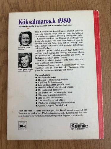 Köksalmanack 1980 – retro hushållsbok med recept & almanacka