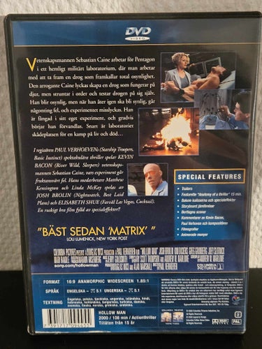 Hollow Man DVD Thriller Sci-Fi Skräck 2000 Kevin Bacon