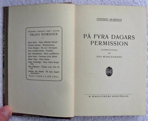 Stephen McKenna: På fyra dagars permission (1928)