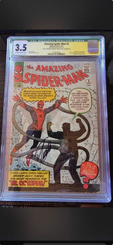 Amazing Spider-Man 3 CGC 3.5 Qualified, signatur Stan Lee, Första Doktor Octopus