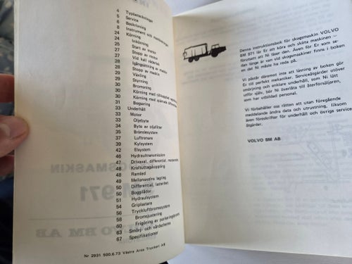 Instruktionsbok Volvo BM skogsmaskin SM 971