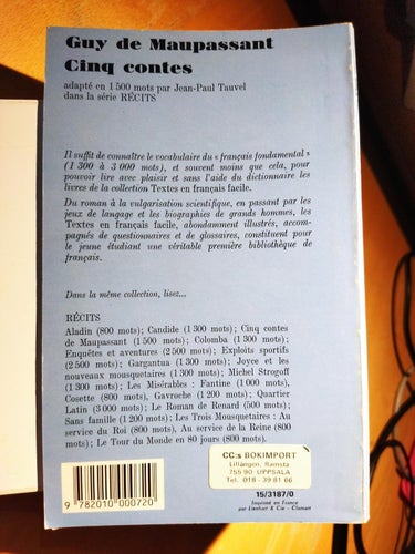 Cinq contes - Guy de Maupassant. bok, pocket. Very Fine plus