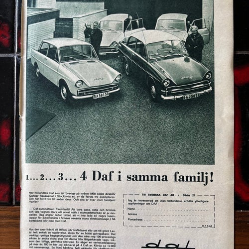 Annons DAF bilar 1965