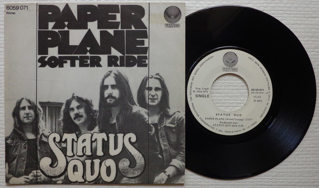 STATUS QUO 'Paper Plane' 1973 Spanish 7" (305324092) ᐈ Köp på Tradera