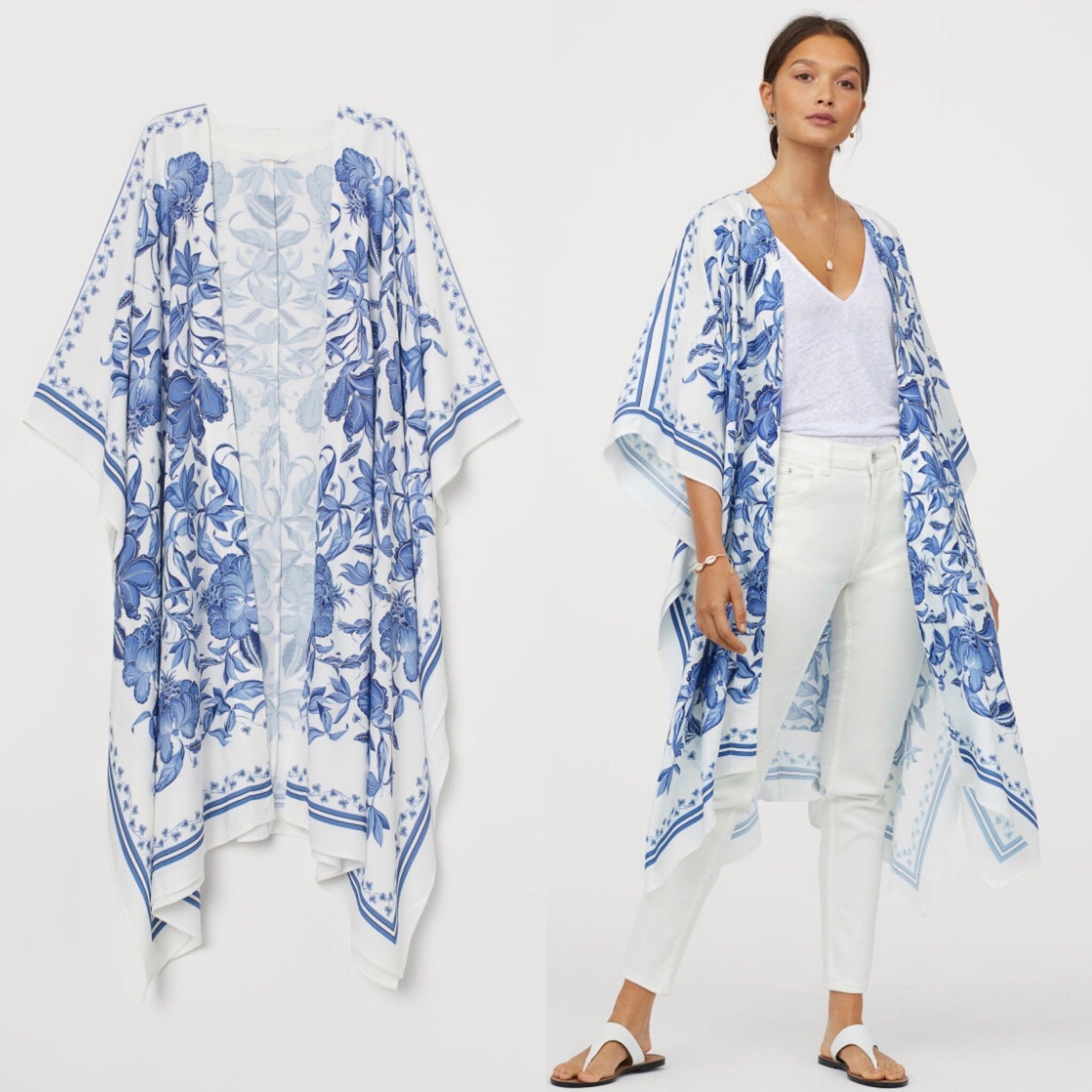 Hm H&M kaftan kaftanklänning kimono blå & vit b.. | Köp på Tradera ...
