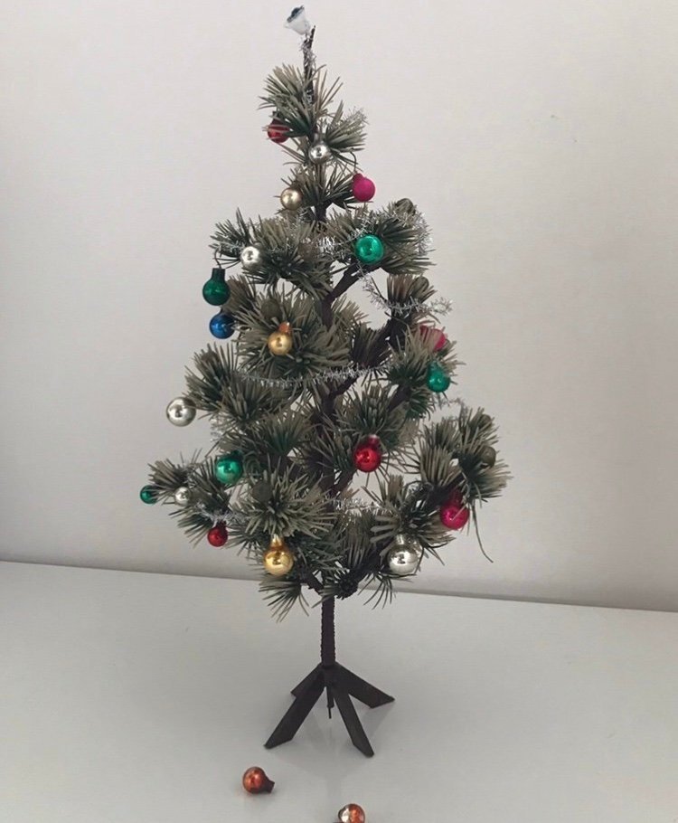 Retro miniatyr julgran julgranskulor glitter bo.. (375899437) ᐈ Köp på