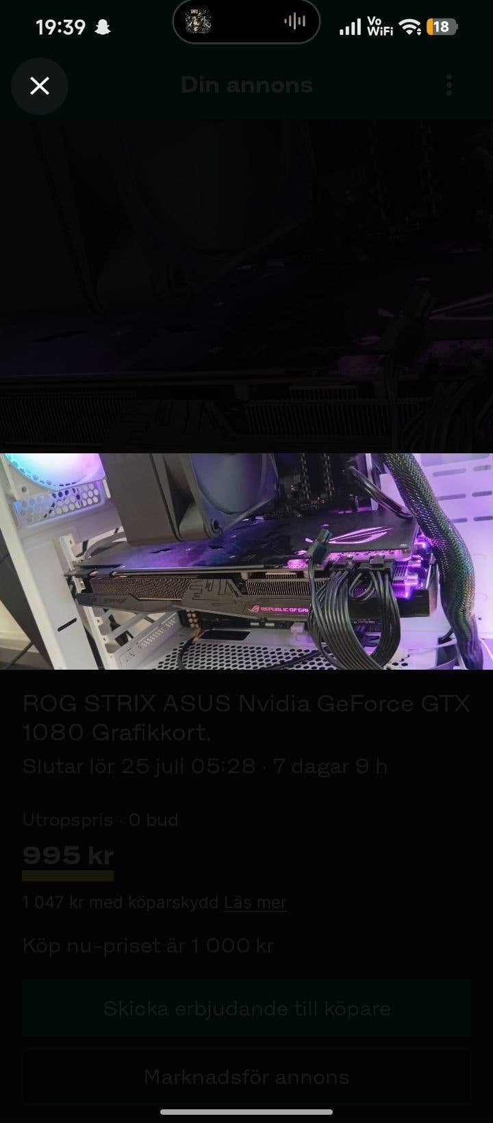 ASUS ROG Strix Nvidia GeForce GTX 1080.