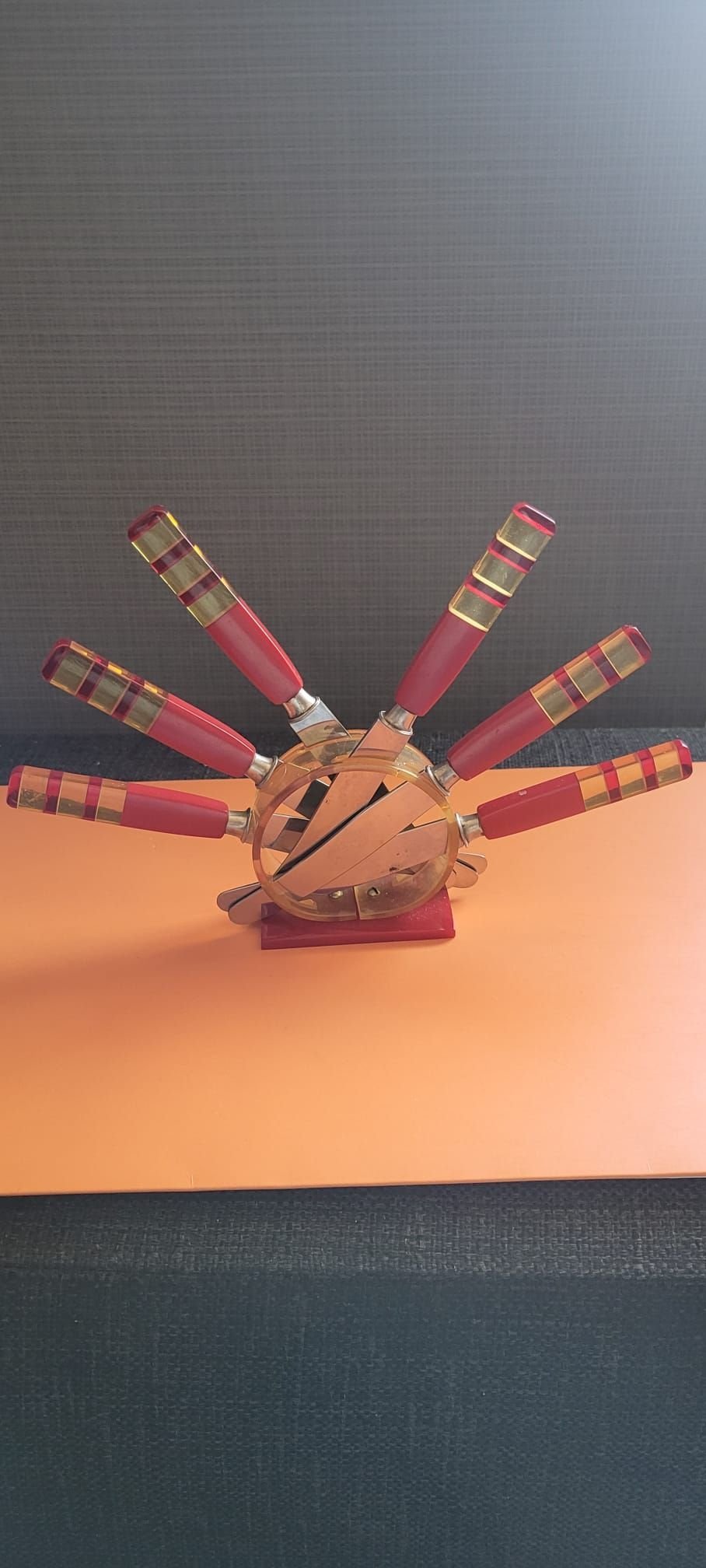 ART DECO German SOLINGEN Bakelit knivar och ställ