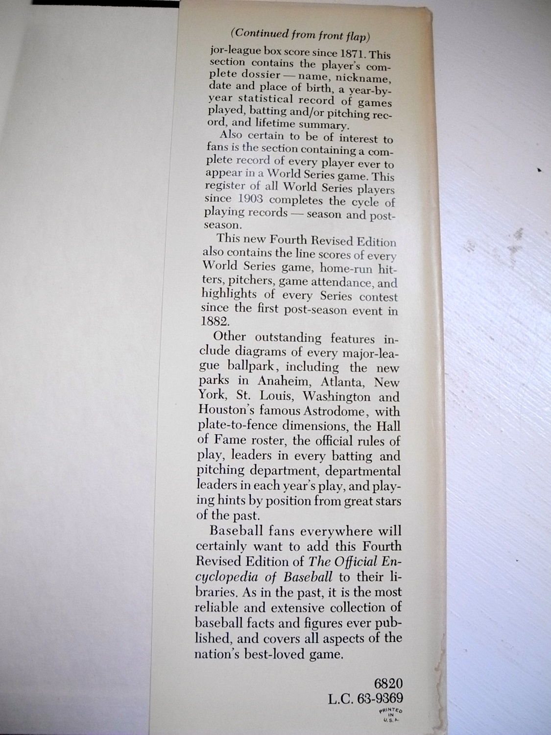 THE OFFICIAL ENCYCLOPEDIA ENCYCLOPEDIA ENCYCLOPEDIA OF BASEBALL 4th edition Roger Treat 1968 b9c6ab THE OFFICIAL ENCYCLOPEDIA ENCYCLOPEDIA ENCYCLOPEDIA OF BASEBALL 4th edition Roger Treat 1968 b9c6ab