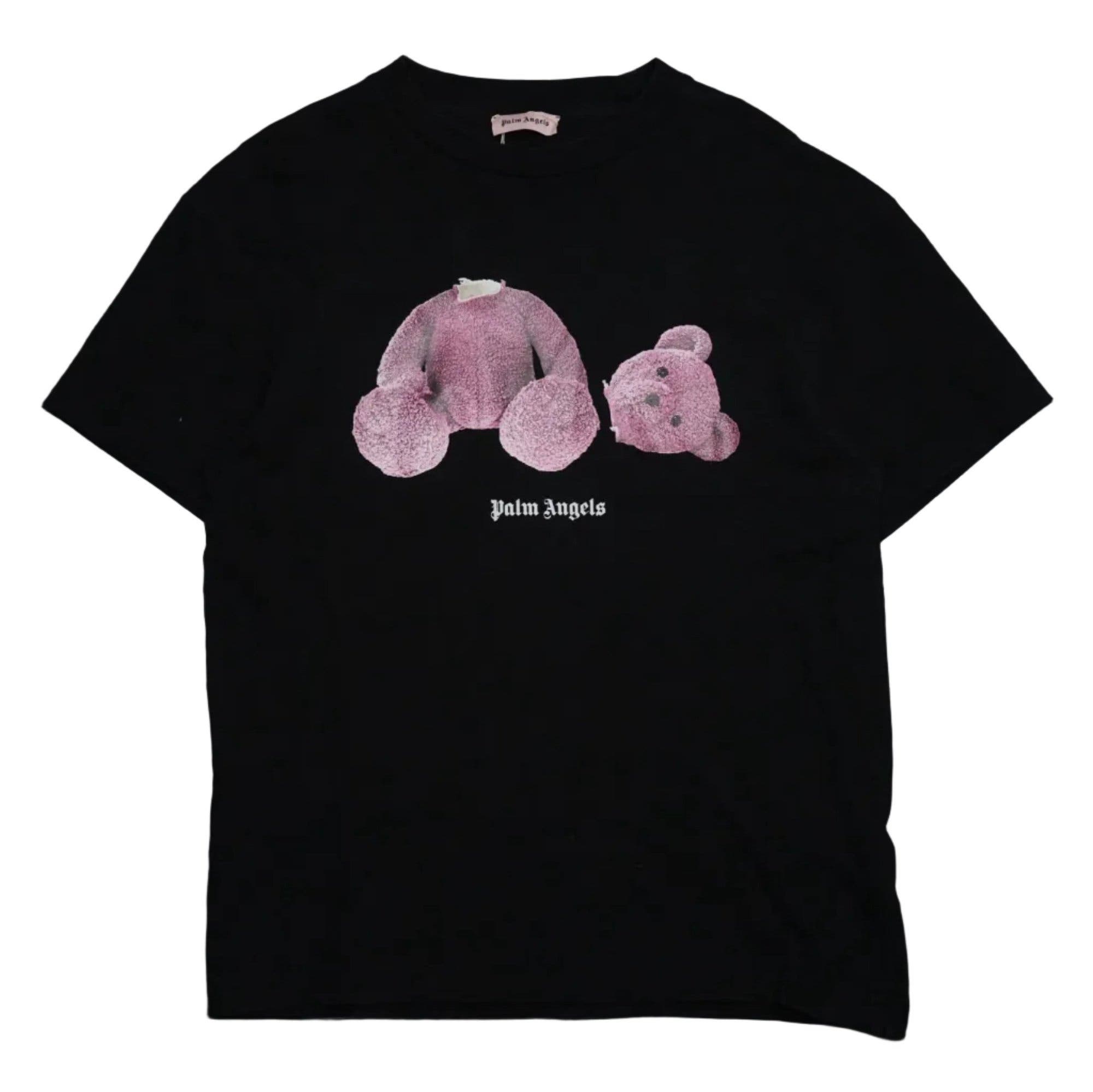 Palm Angels schwarzes T-Shirt mit lila Kill the Bear Motiv