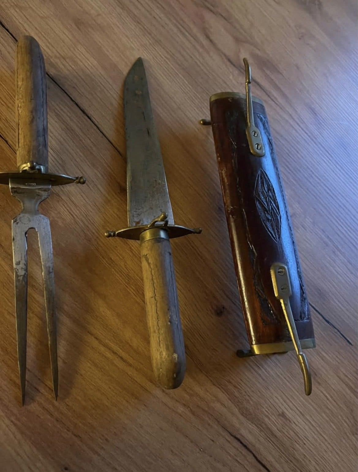 Decorative sword with wooden handle and sheath