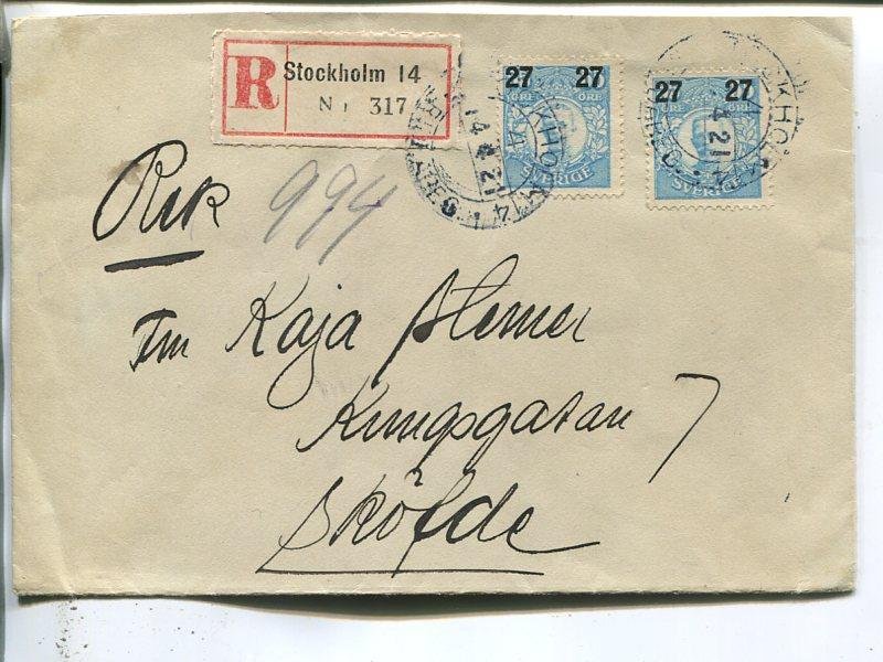 GV 2x27/55ö på överfrankerat rekbrev, S.. (404212456) ᐈ SorenACo på Tradera