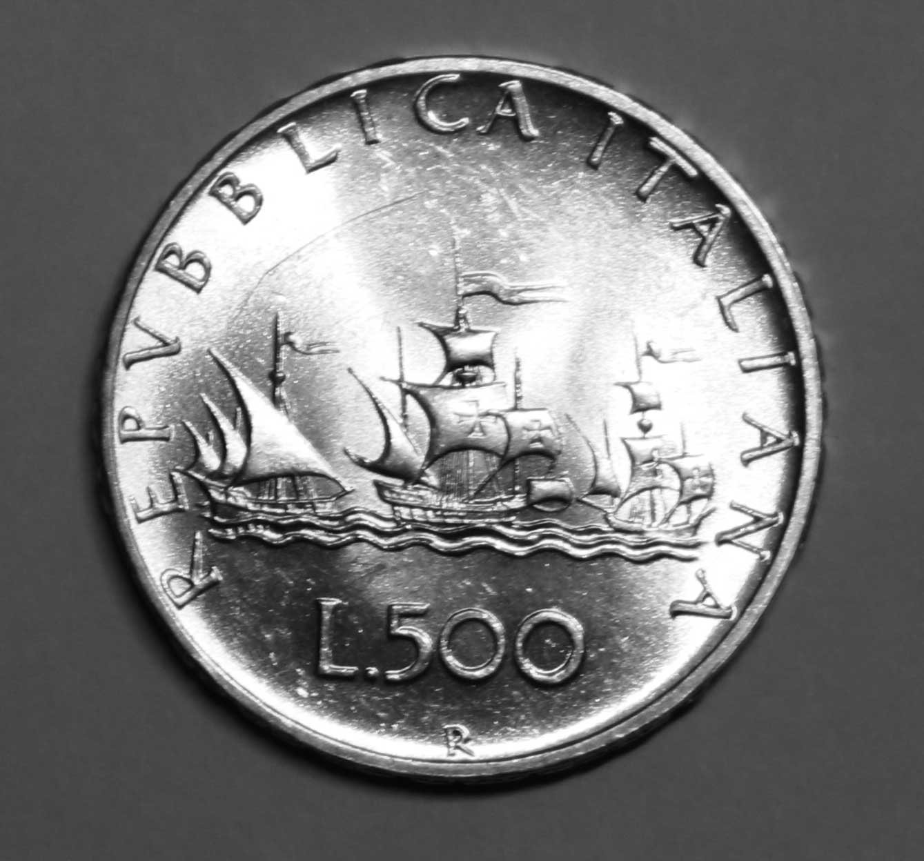 500 Lire Tre Caravelle Bandiere Rovesciate