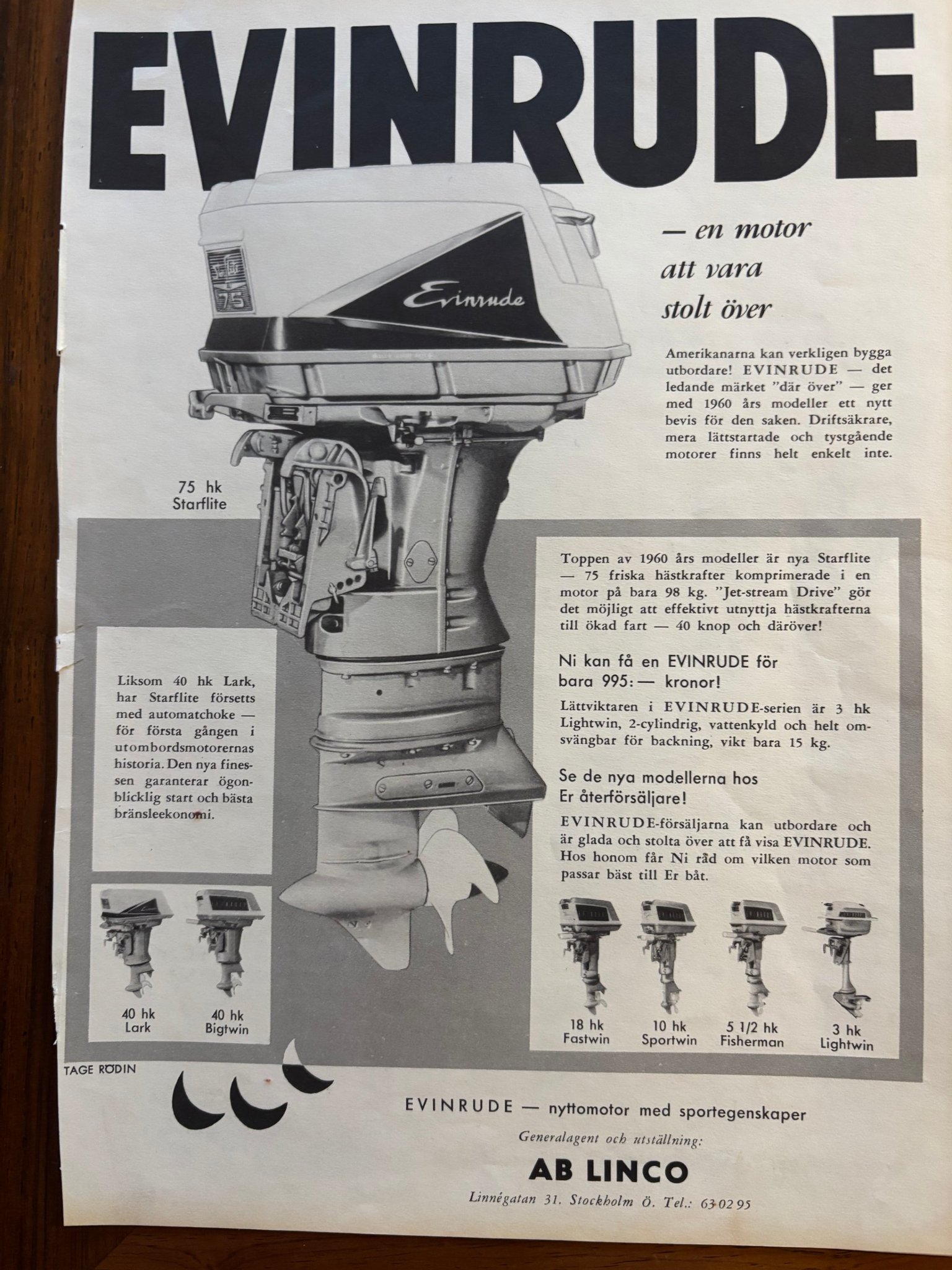 EVINRUDE 75 hk Starflite 1960 Annons