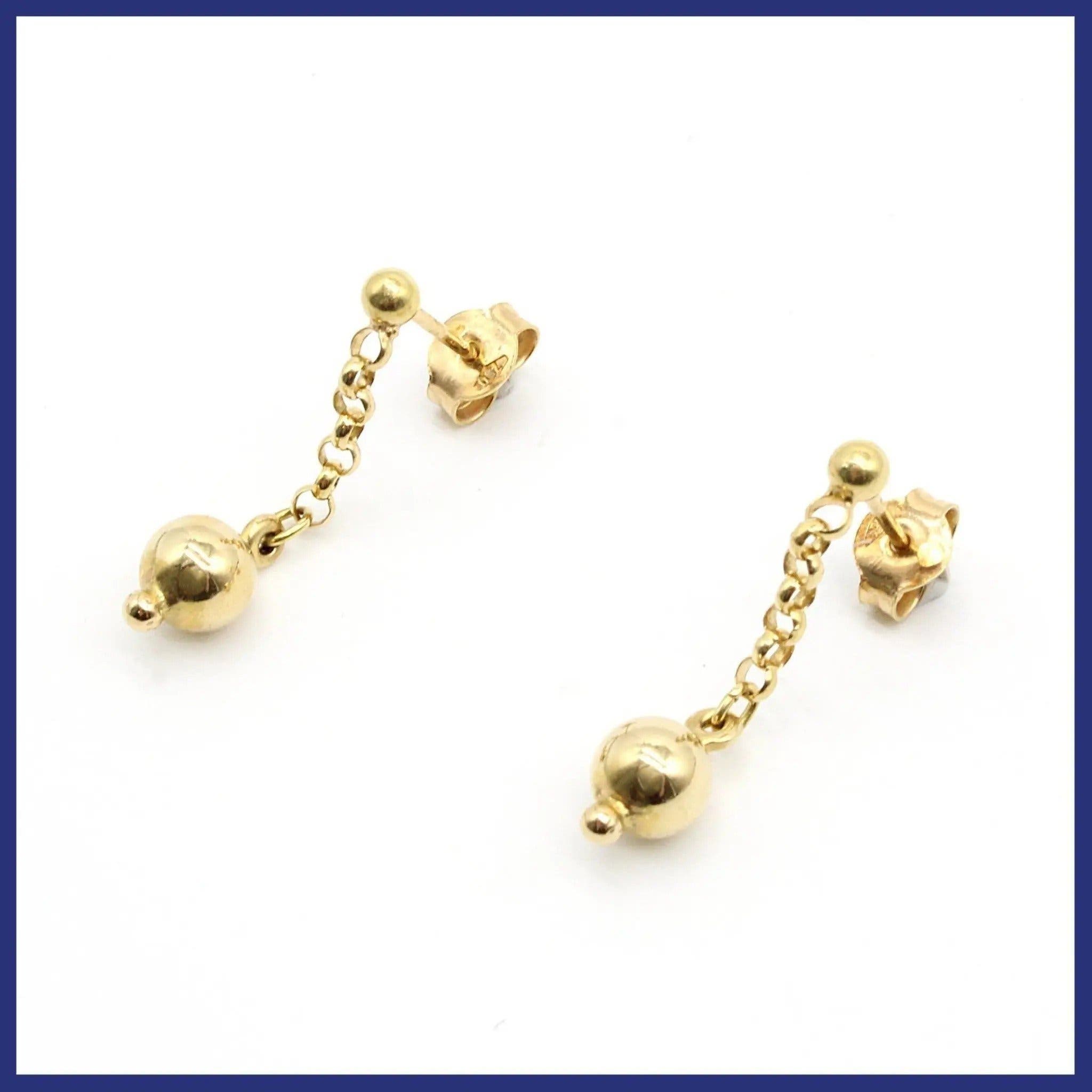 Örhängen, 18K guld, hängande kulor (vikt 2,12g)