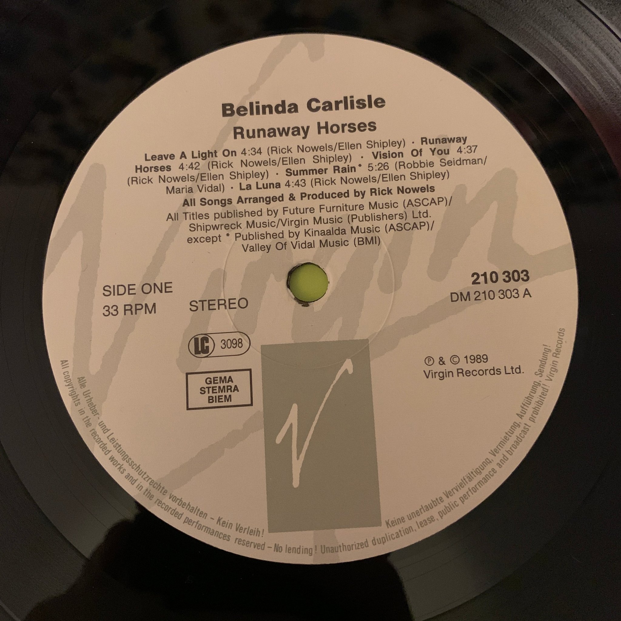 Belinda Carlisle Runaway Horses (LP 89) Köp på Tradera (581983131)