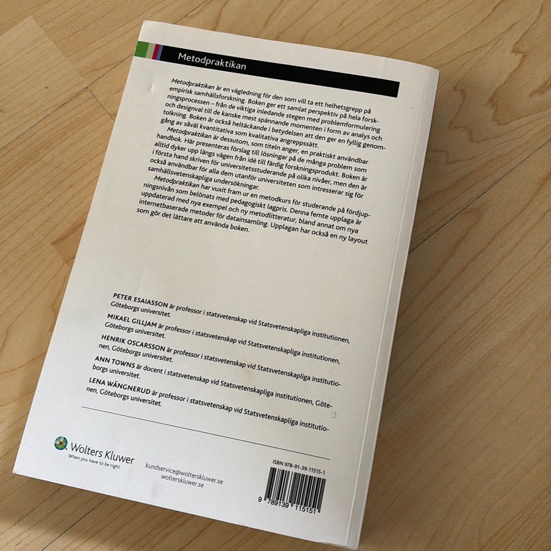 Metodpraktikan av Peter Esaiasson m.fl., 2015