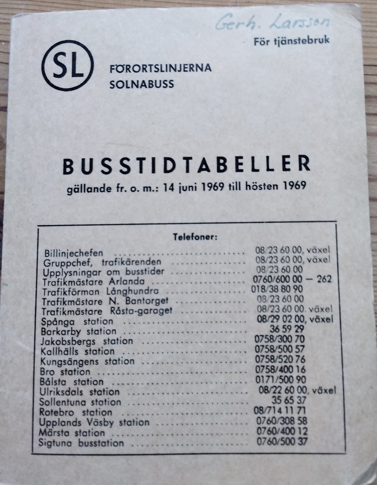 Buss tidtabeller. Tidtabell. SL. (448997693) ᐈ Köp på Tradera