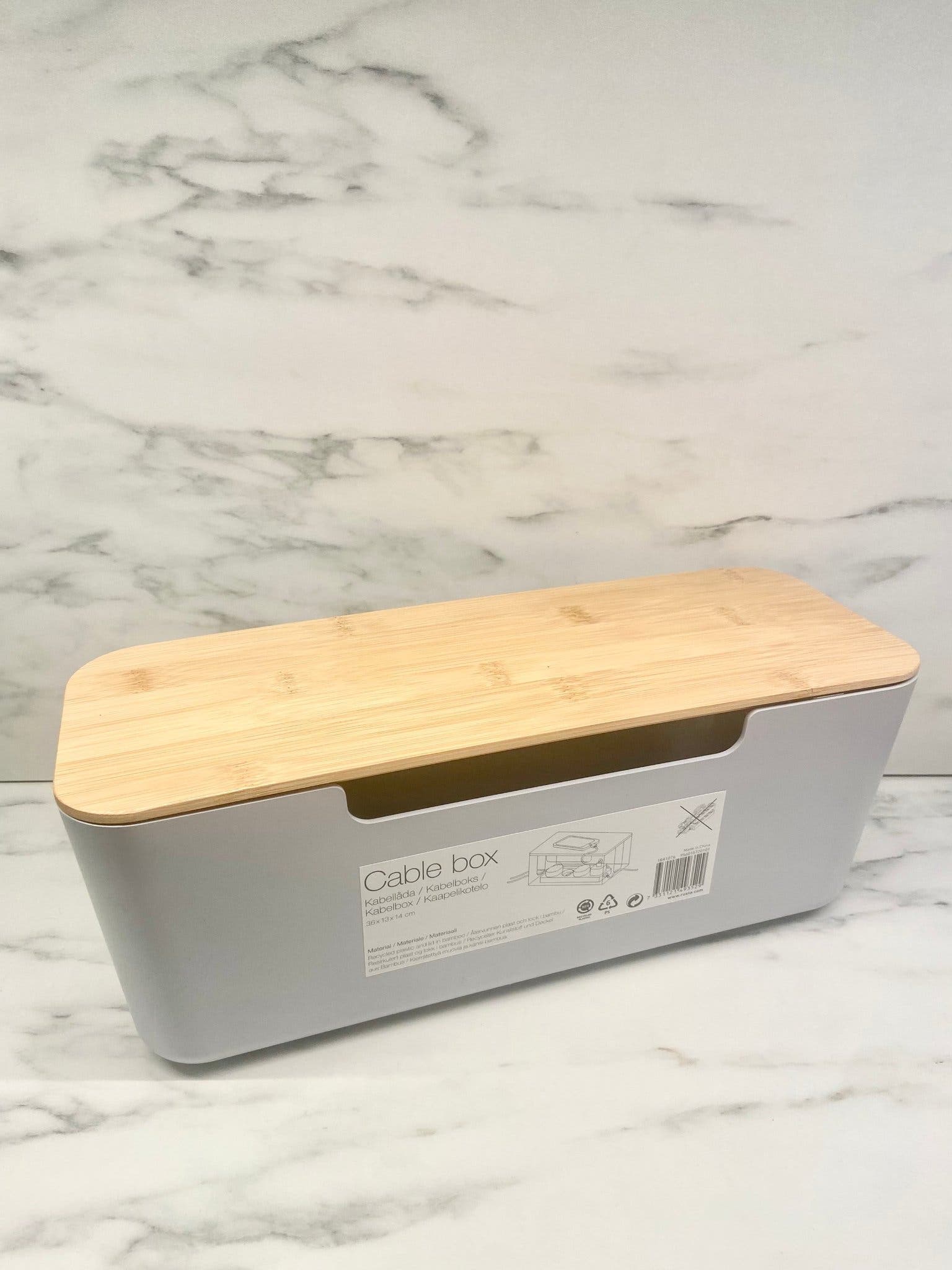Kabellåda 36x13x14 cm Återvunnen plast Bambu lock | Köp på Tradera ...