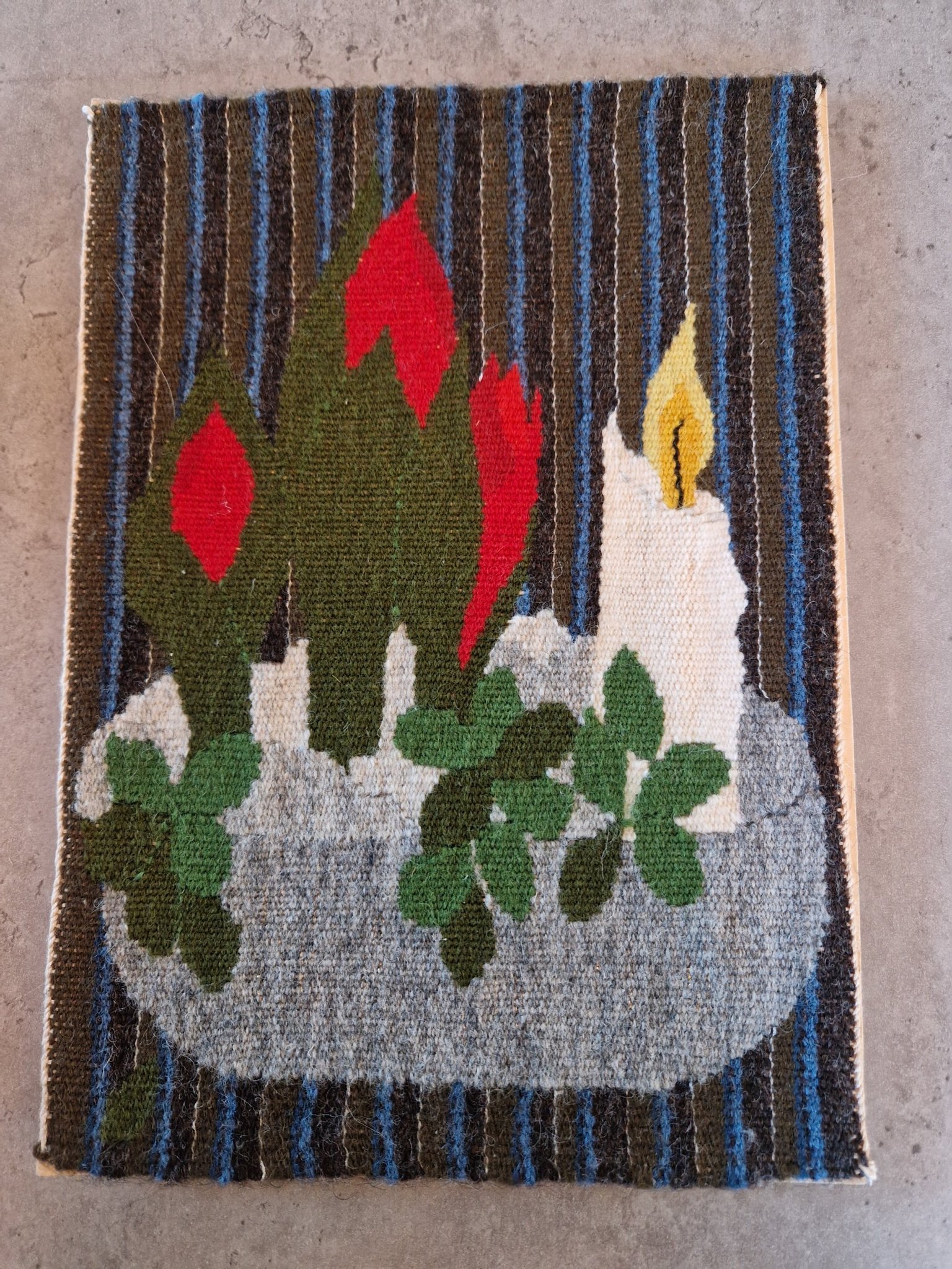 Jul Flamskvävnad Flamsk Väv Väggbonad Juleljus .. Köp på Tradera