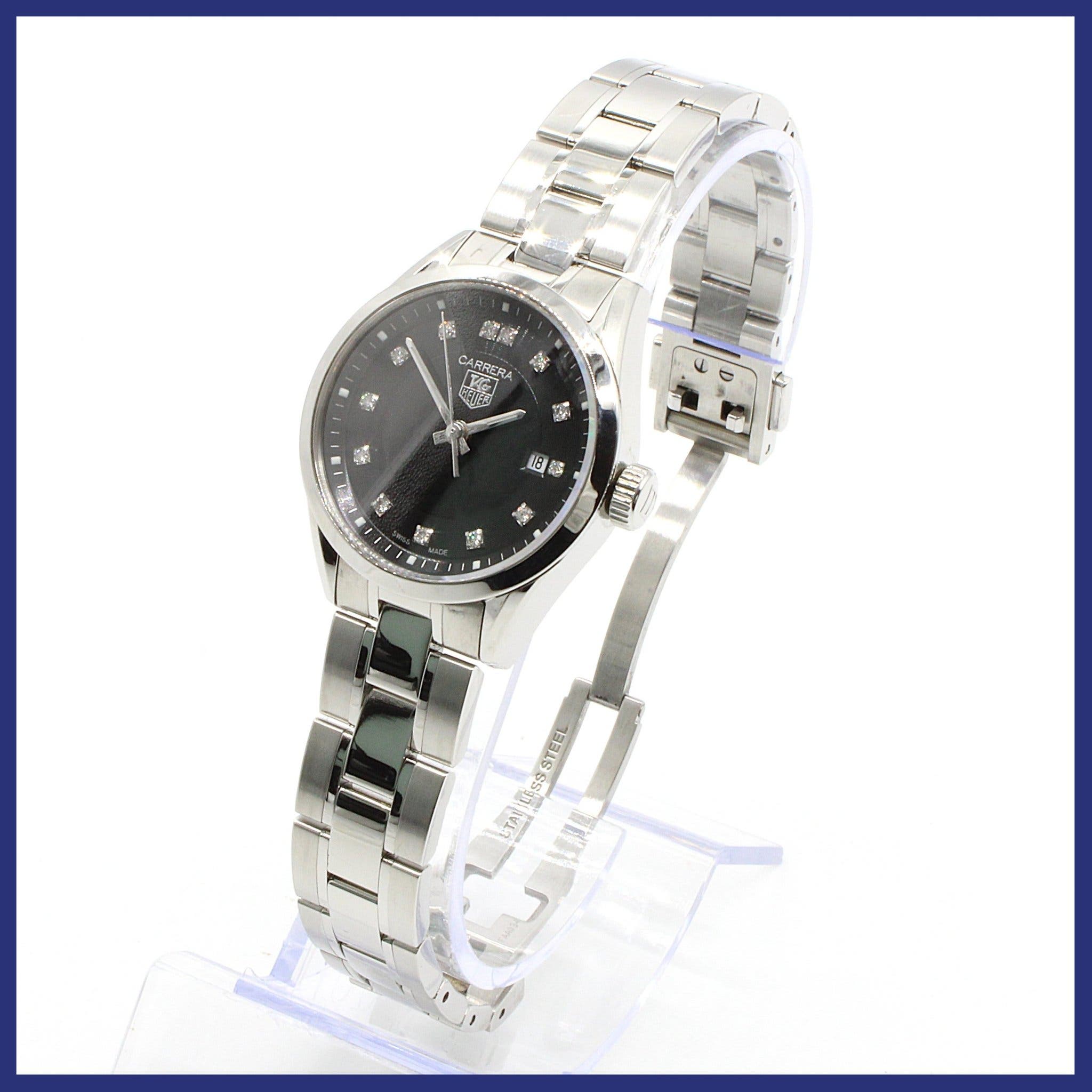 TAG Heuer Carrera kvarts klocka, 27mm, diamanter, certifikat/tillbehör medföljer