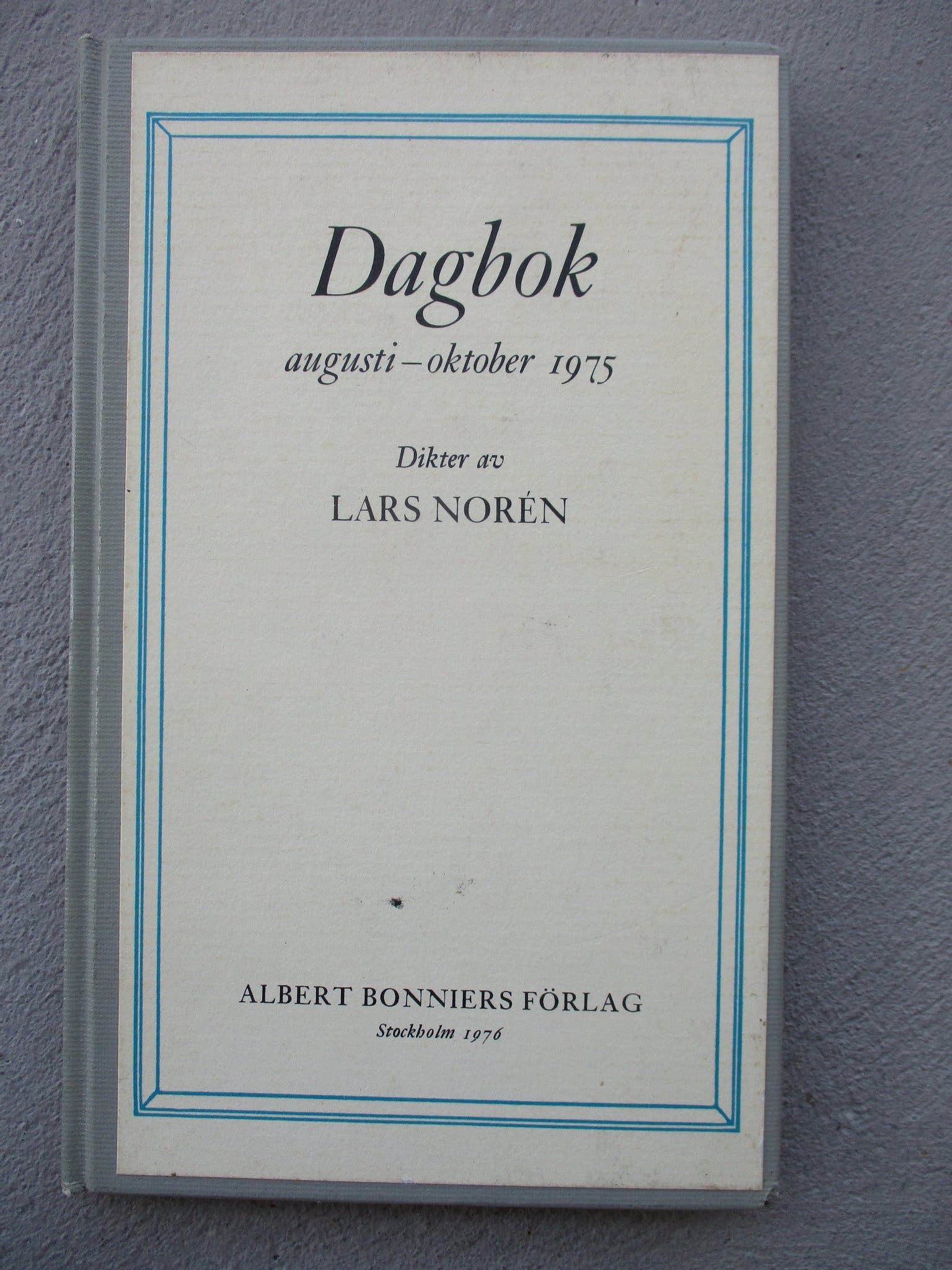 Lars Norén Tagebuch August-Oktober 1975 mit Gedichten von 1976