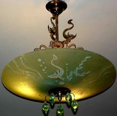 1930-luvun vintage art deco -kattoletti kirkkaalla lasilla