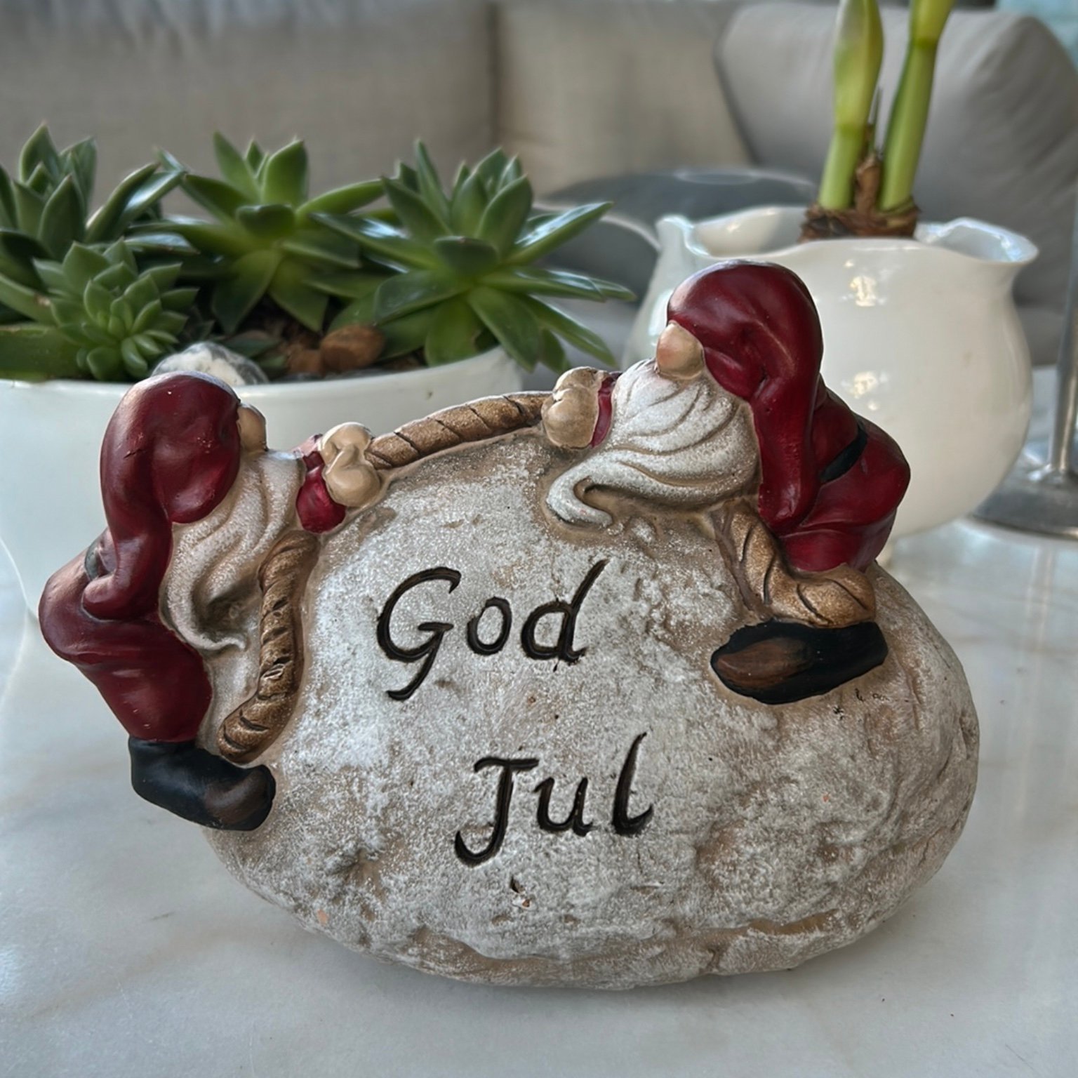 God jul tomtar på konstgjord sten 22X26 cm Köp på Tradera (617198298)