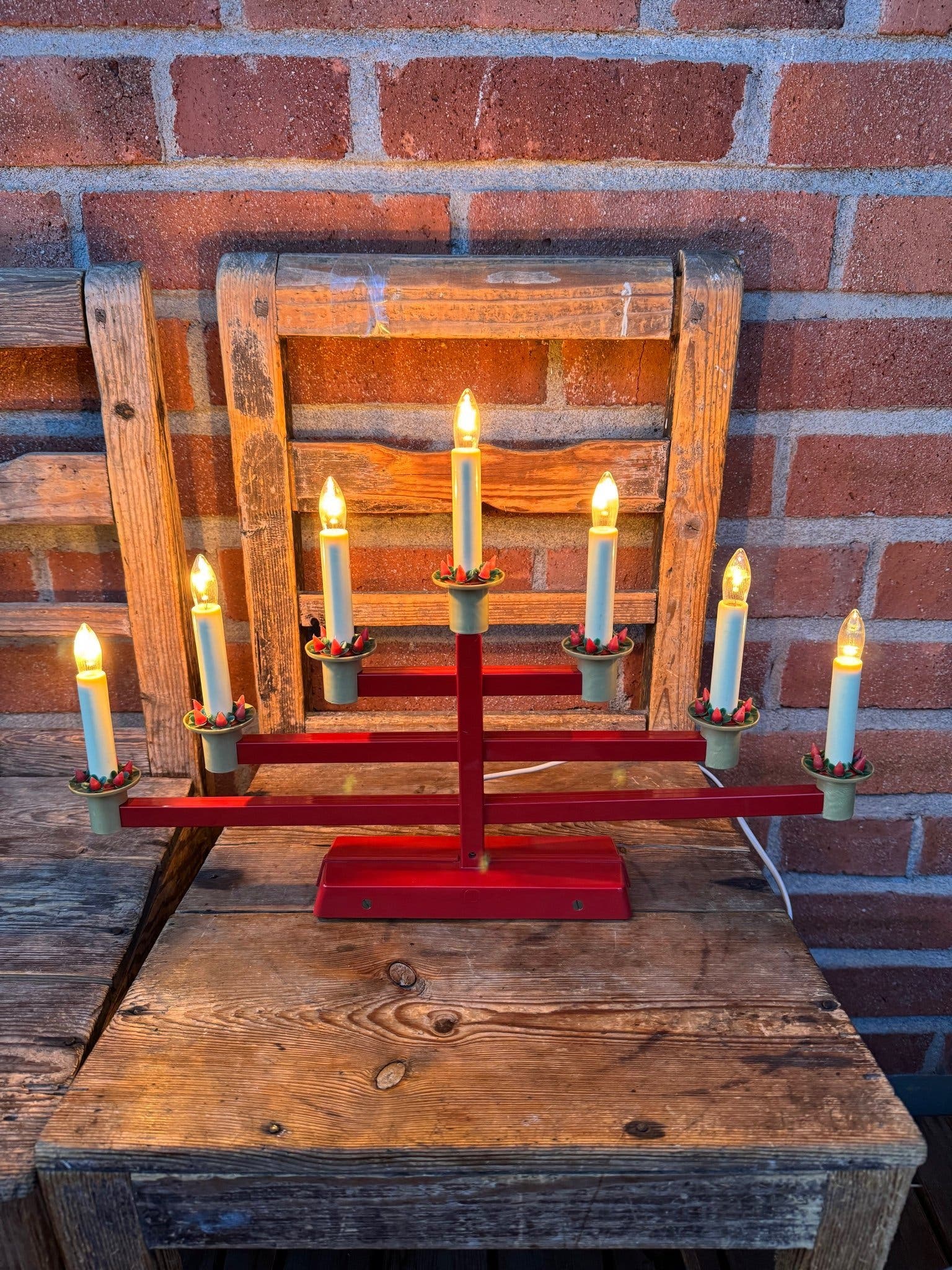 Vintage Röd Adventsljusstake Philips Retro Elek.. | Köp på Tradera ...