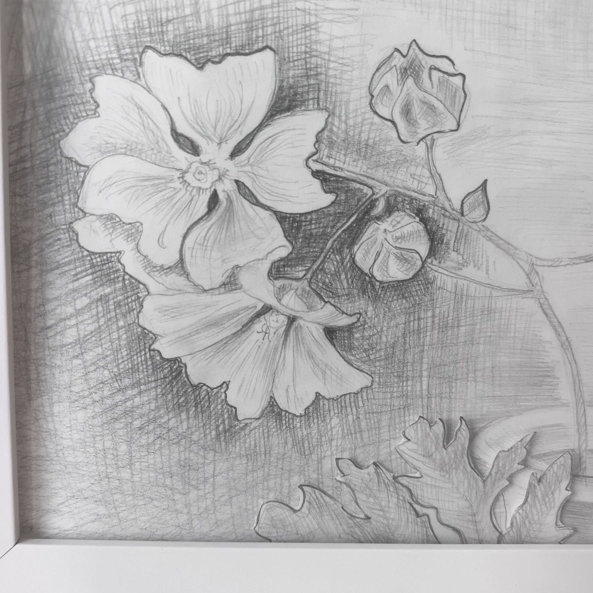 Blommor Blyertsteckning 27x20