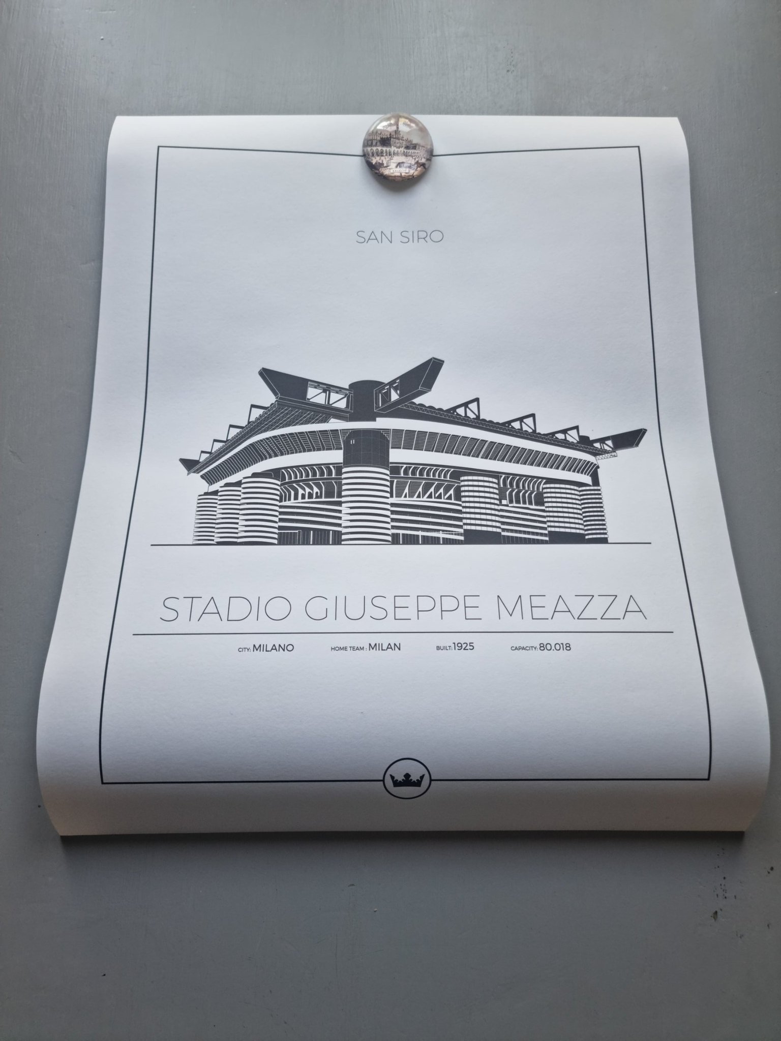 Stampa Artistica Stadio San Siro AC Milan - Mappa Arte A3, Regalo Per Tifosi Calcio - Foto 11