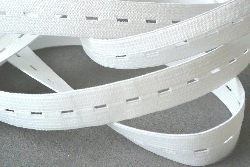 Weiße 20mm Knopfloch-Gummiband für Nähprojekte